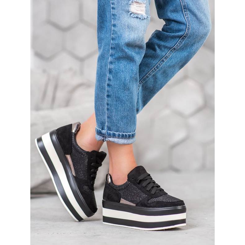 Seastar Adidași pe platformă negru gri 2