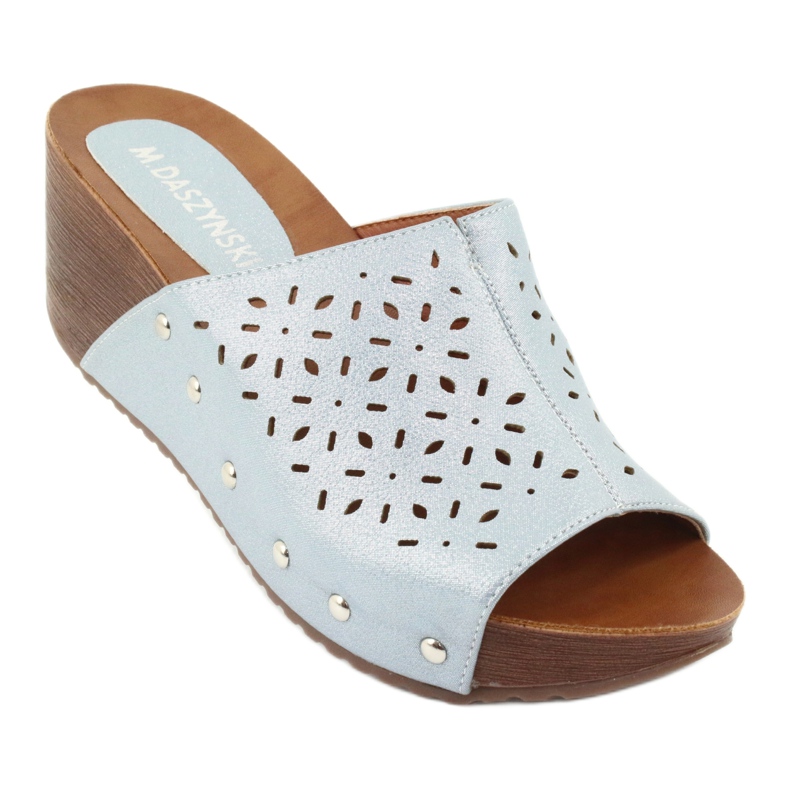 M.Daszyński Papuci de casă pentru femei Daszyński SA144-8 albastru 1