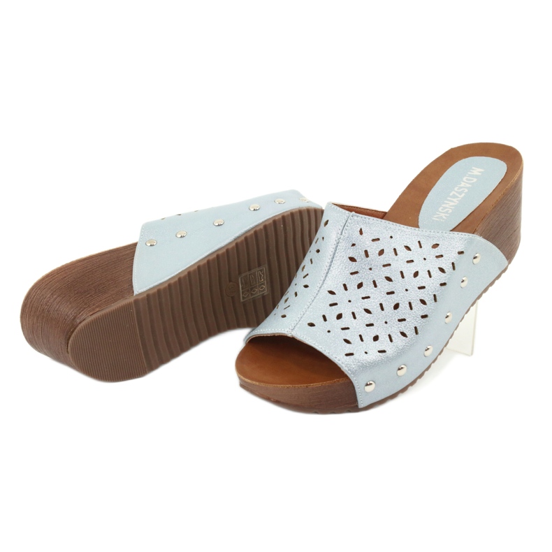 M.Daszyński Papuci de casă pentru femei Daszyński SA144-8 albastru 5