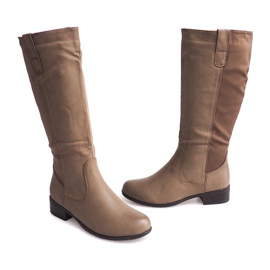 Cizme cu toc înalt 8524 Taupe gri 1