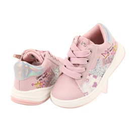 Pantofi sport American Club GC15 stele pentru fete roz gri 4