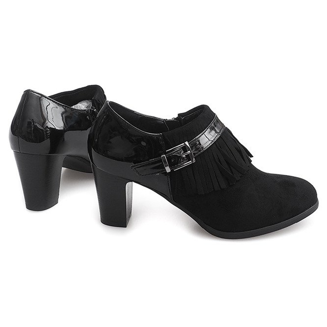 Ghete pe toc Boho Fringe 6660 Negru 1