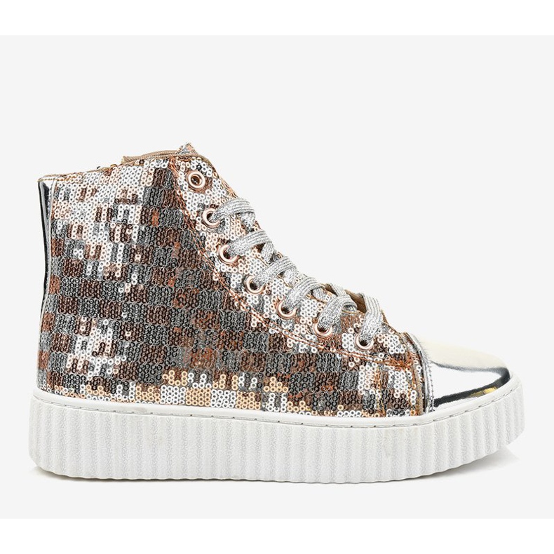 Adidași argintii pe o platformă cu fermoare 1761 gri 2