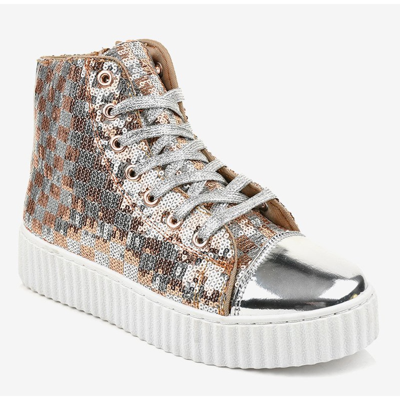 Adidași argintii pe o platformă cu fermoare 1761 gri 1