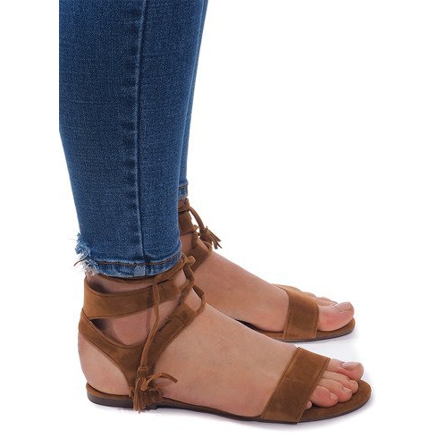 Sandale Boho 8-38 din piele camelă maro 1