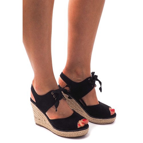 Sandale cu toc Espadrile B2909 Negru 2