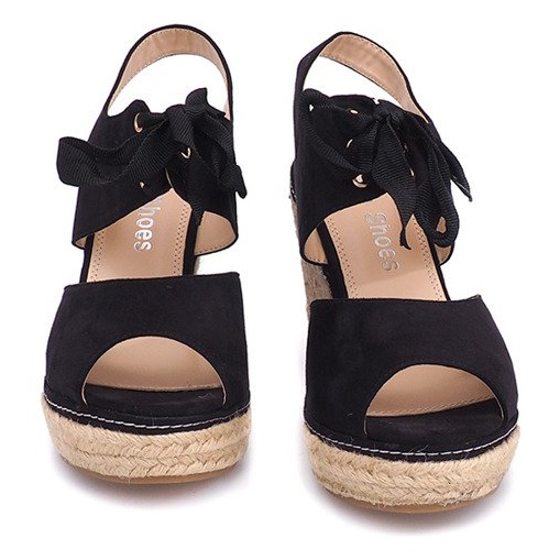 Sandale cu toc Espadrile B2909 Negru 1