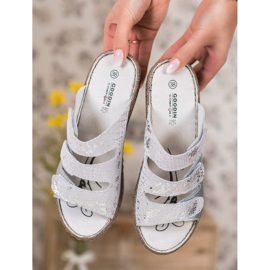 Goodin Papuci din piele argintie gri 1