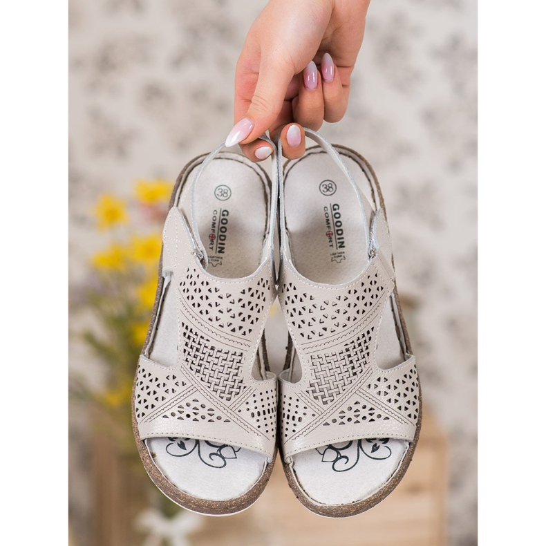 Goodin Sandale cu pene ajurate gri 1