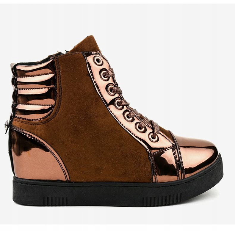 Tenisi din piele intoarsa lacata maro TL-57 2