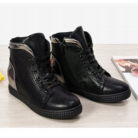 Adidași lăcuți negri pe o pană R469-2 negru 2