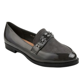 BM Pantofi gri alunecați cu știfturi JN-27 1 BM Pantofi gri alunecați cu știfturi JN-27 1