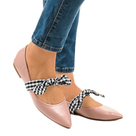 Balerini cu dantelă roz cu arcuri NK07P 1 Balerini cu dantelă roz cu arcuri NK07P 1