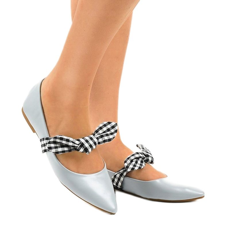 Balerini cu dantelă albastră cu arcuri NK07P albastru 1