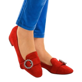 Tocuri înalte din piele de căprioară roșie L419 roșu 1