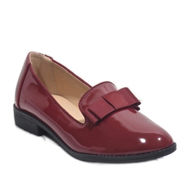 Mocasini roșii pentru femei cu fundă F158 roșu 1