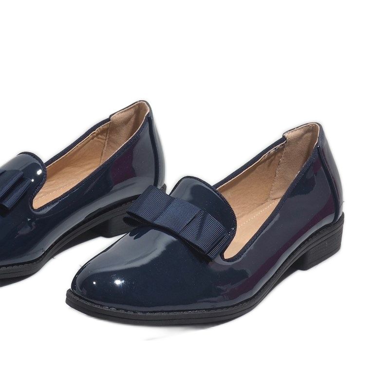 Mocasini femei bleumarin cu fundă F158 albastru marin 1