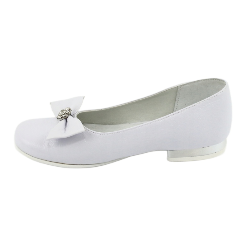 Fete Ballerinas piele Albă Miko 800 cu un arc 2