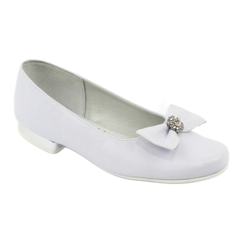 Fete Ballerinas piele Albă Miko 800 cu un arc 1