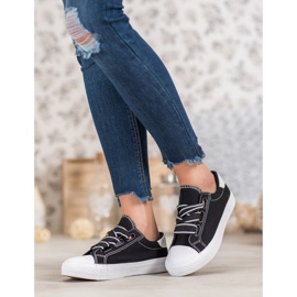 SHELOVET Adidași confortabili din material textil negru 1