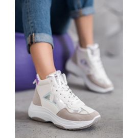 Ideal Shoes Cizme înalte pe platformă alb maro multicolor 2