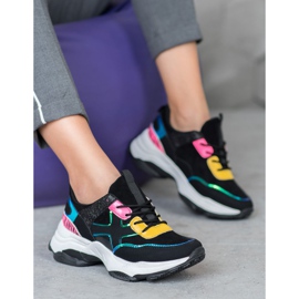 Marquiz Adidași eleganți pe platformă negru multicolor 1