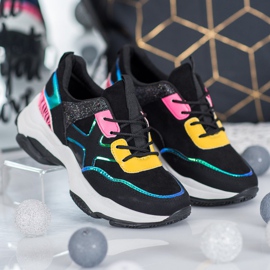 Marquiz Adidași eleganți pe platformă negru multicolor 4