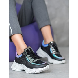 SHELOVET Adidași cu paiete pe platformă negru multicolor 1