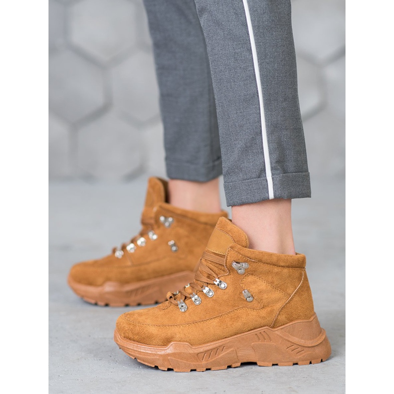 Queentina Adidași din piele de căprioară maro 1