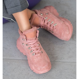 Queentina Adidași din piele de căprioară roz 1