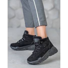 Queentina Adidași din piele de căprioară negru 1