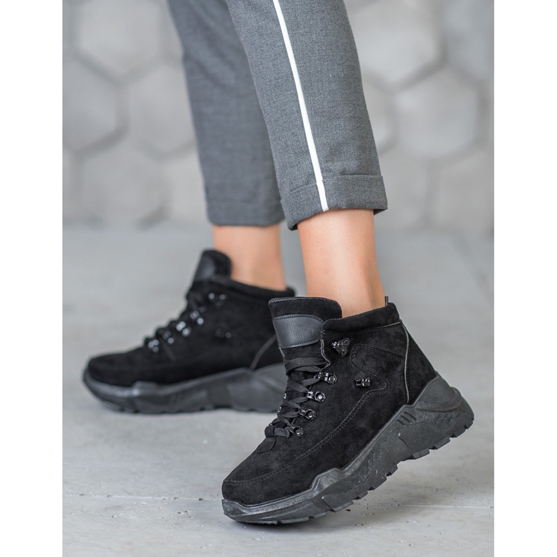 Queentina Adidași din piele de căprioară negru 1