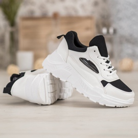 SHELOVET Adidași confortabili alb negru 1