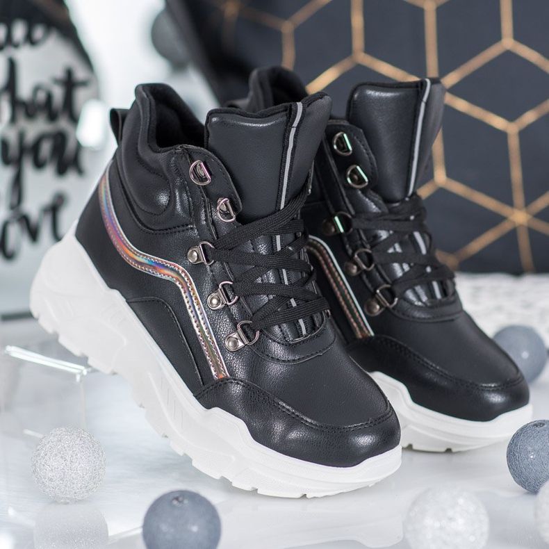 Ideal Shoes Ghete de moda negru 1