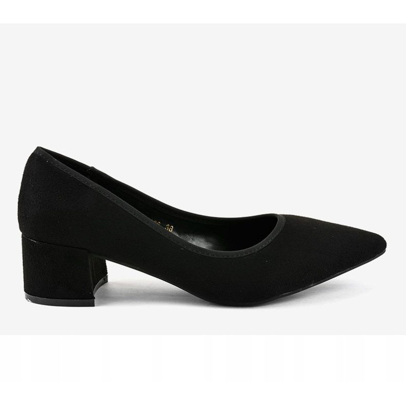 Pompe din piele de căprioară neagră pe stâlpul L436 negru 2