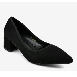 Pompe din piele de căprioară neagră pe stâlpul L436 negru 1