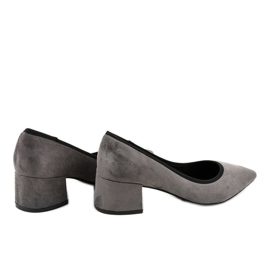 Pompe din piele de căprioară gri pe stâlpul L436 galben 1