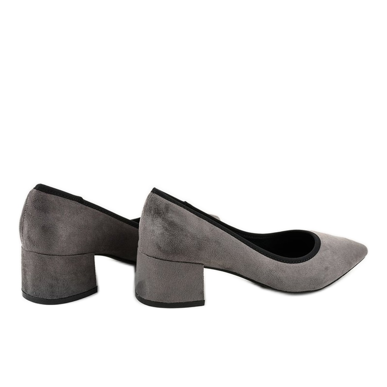 Pompe din piele de căprioară gri pe stâlpul L436 galben 1