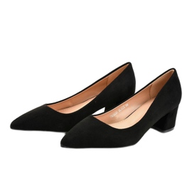 Pompe negre pe un stâlp din eco-piele de căprioară FM3030 negru galben 1