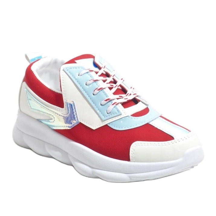 Adidași de sport albi pentru femei W-3112 roșu multicolor 1 Adidași de sport albi pentru femei W-3112 roșu multicolor 1