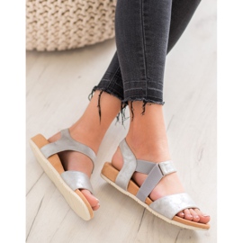 SHELOVET Sandale argintii confortabile gri 2