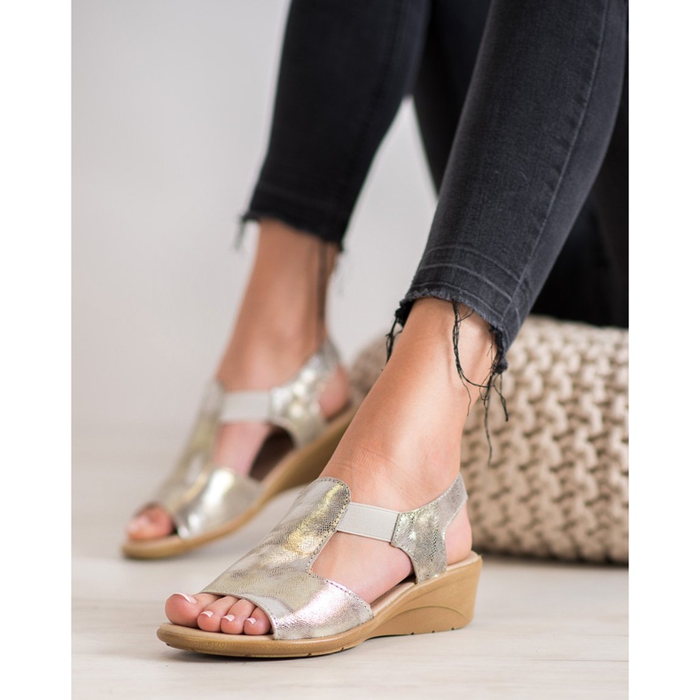 Evento Sandale din piele aurie de aur 1