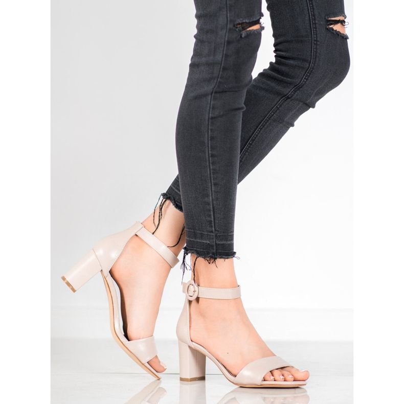 Evento Sandale clasice cu toc înalt bej 1