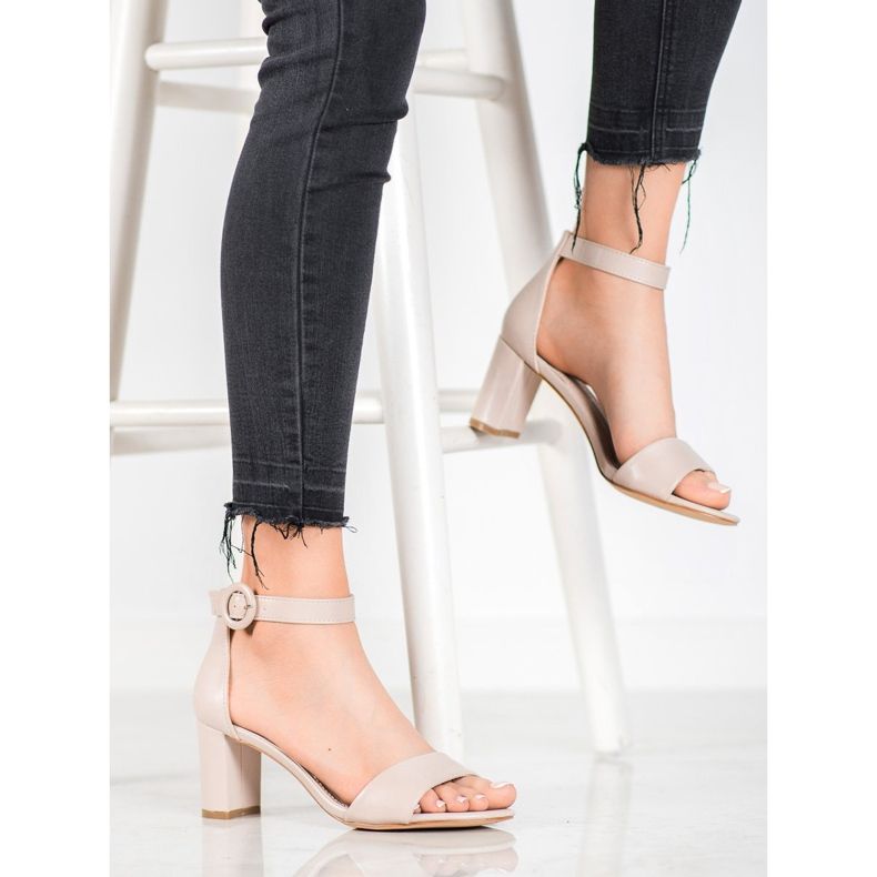 Evento Sandale clasice cu toc înalt bej 2