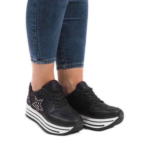 Adidași sport negri pe platforma BM1916-5 negru 1