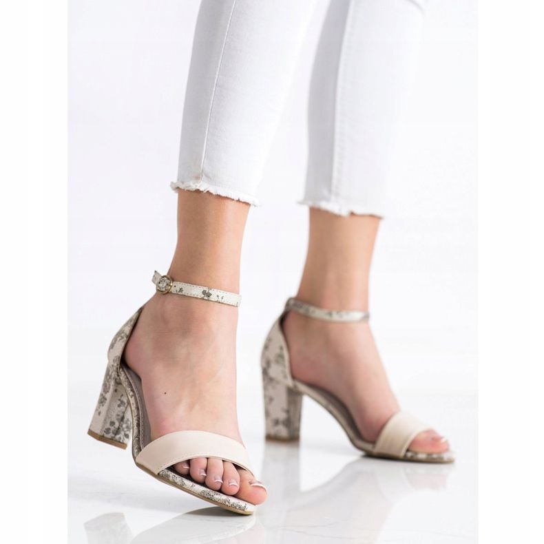 Goodin Sandale elegante cu dantelă maro 1