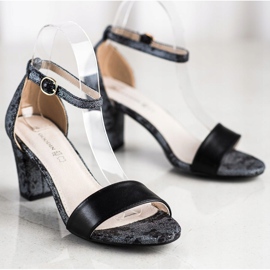 Goodin Sandale elegante cu dantelă negru 1