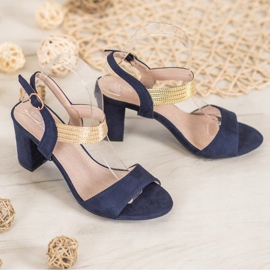 Filippo Sandale Cu O Curea De Aur albastru galben 2