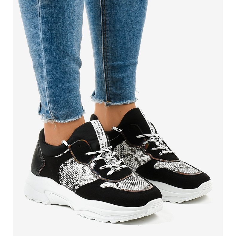 Adidași negri în stil șarpe YL-8 negru 1