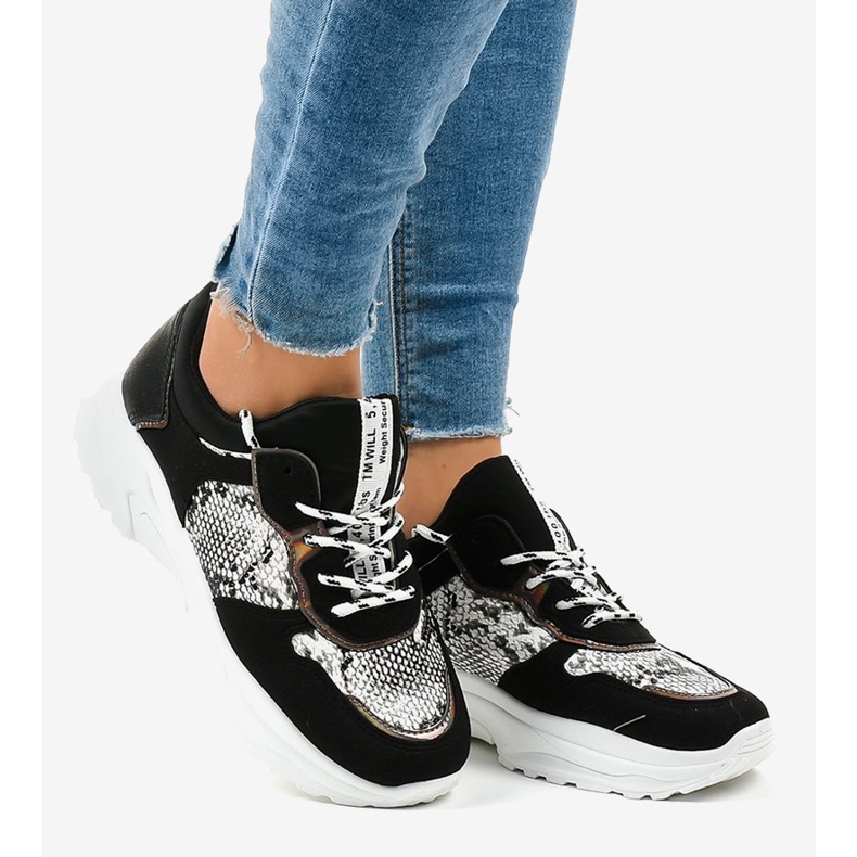 Adidași negri în stil șarpe YL-8 negru 2